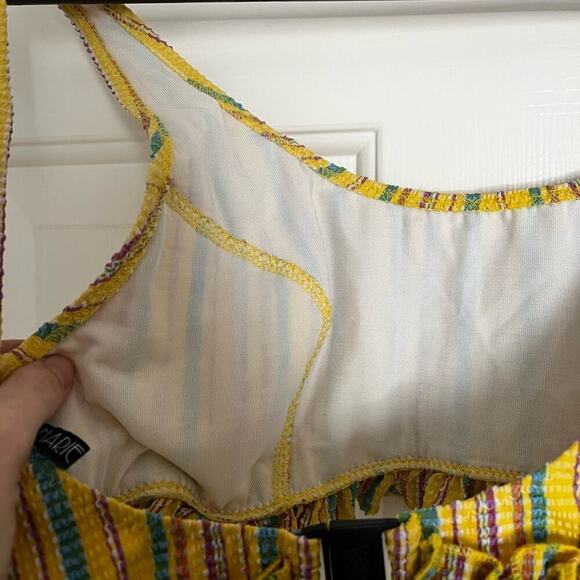 Lisa Marie Fernandez Striped Seersucker Tank Bathing Suit Swim Top Yellow 4 - Picture 5 of 8